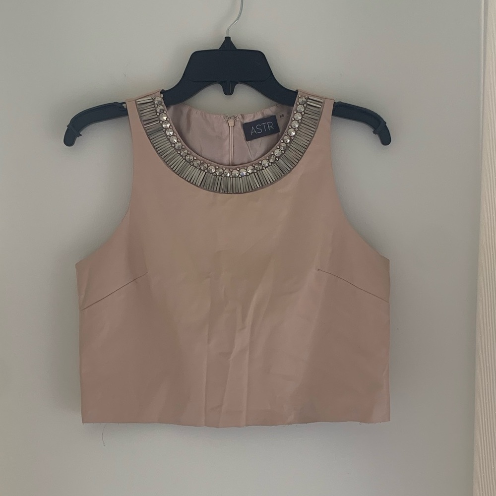 Faux Leather Embellished Crop Top